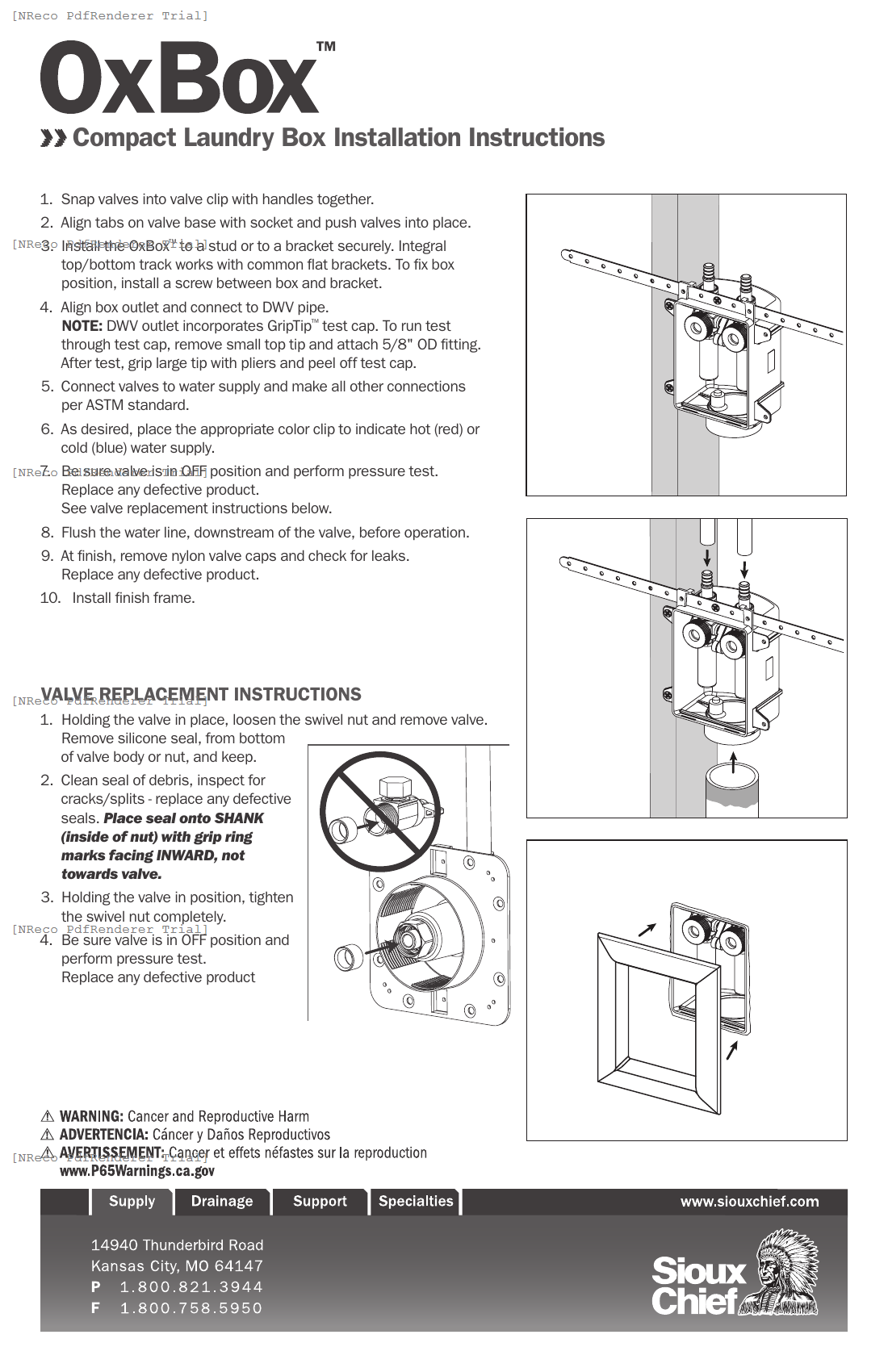 696 SERIES - OXBOX ONE LAUNDRY BOX - INSTALLATION GUIDE.PDF Technical Document